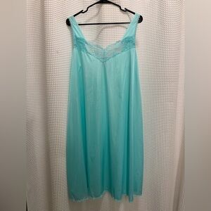 Roaman's Aqua Lace Trim Chemise - size 42